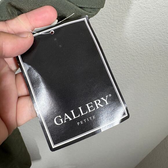 Gallery Petite 10 Double Breasted Trench Coat Olive Green Belted Zip Out NWT - Picture 14 of 15